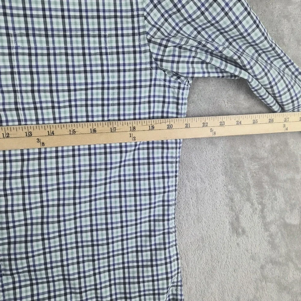 Banana Republic Grant Fit Custom 078 Wash Shirt Mens Medium Green Plaid Cotton